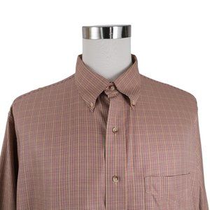 Jos. A. Bank Men's Travelers's Collection XL Button Down Shirt Brown Checked